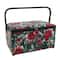 Dritz® Green & Red Floral Extra Large Sewing Basket with Removable Tray